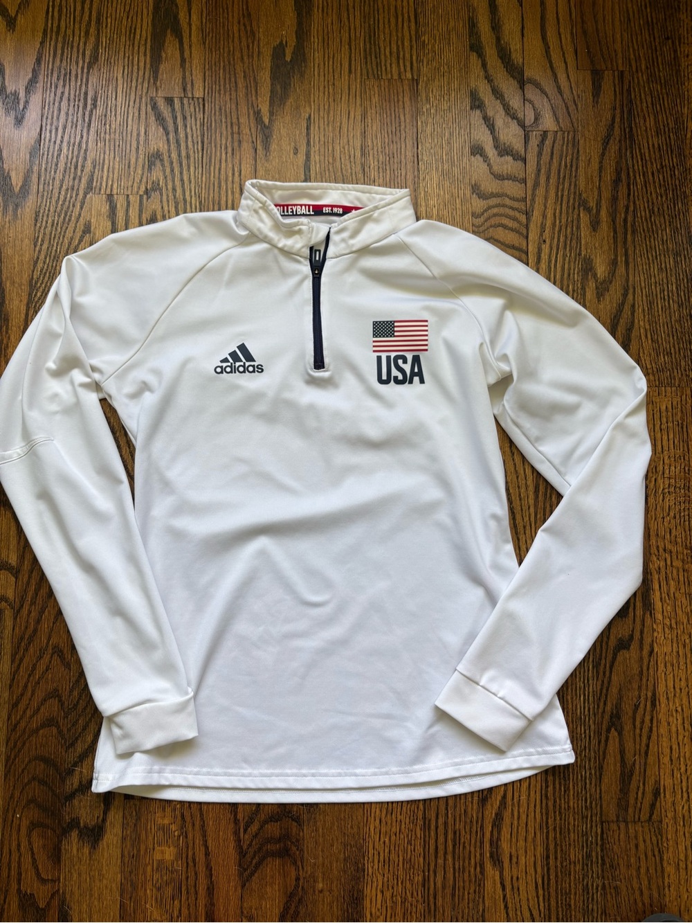 Adidas White USA Volleyball Quarter-Zip Training Top